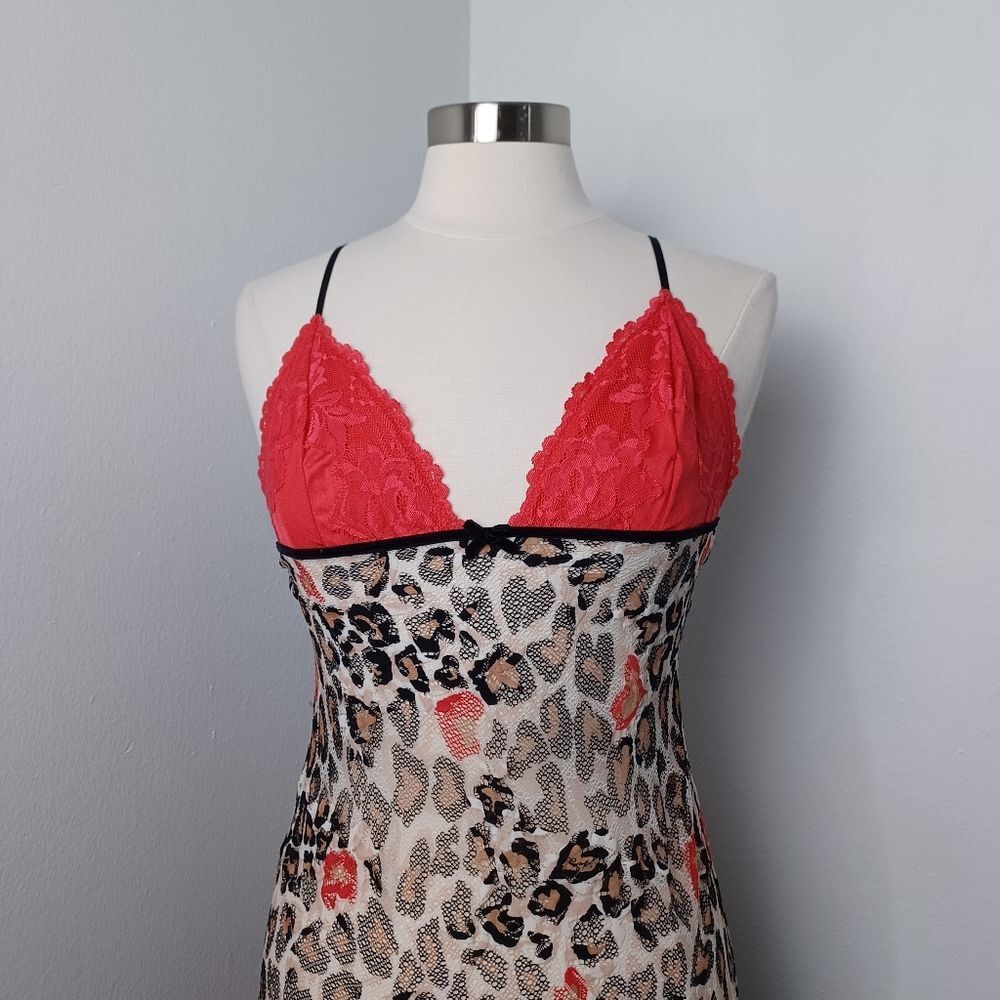 Victoria's Secret Very Sexy Y2K Red Lace Leopard Print Babydoll Chemise Small - Picture 2 of 11